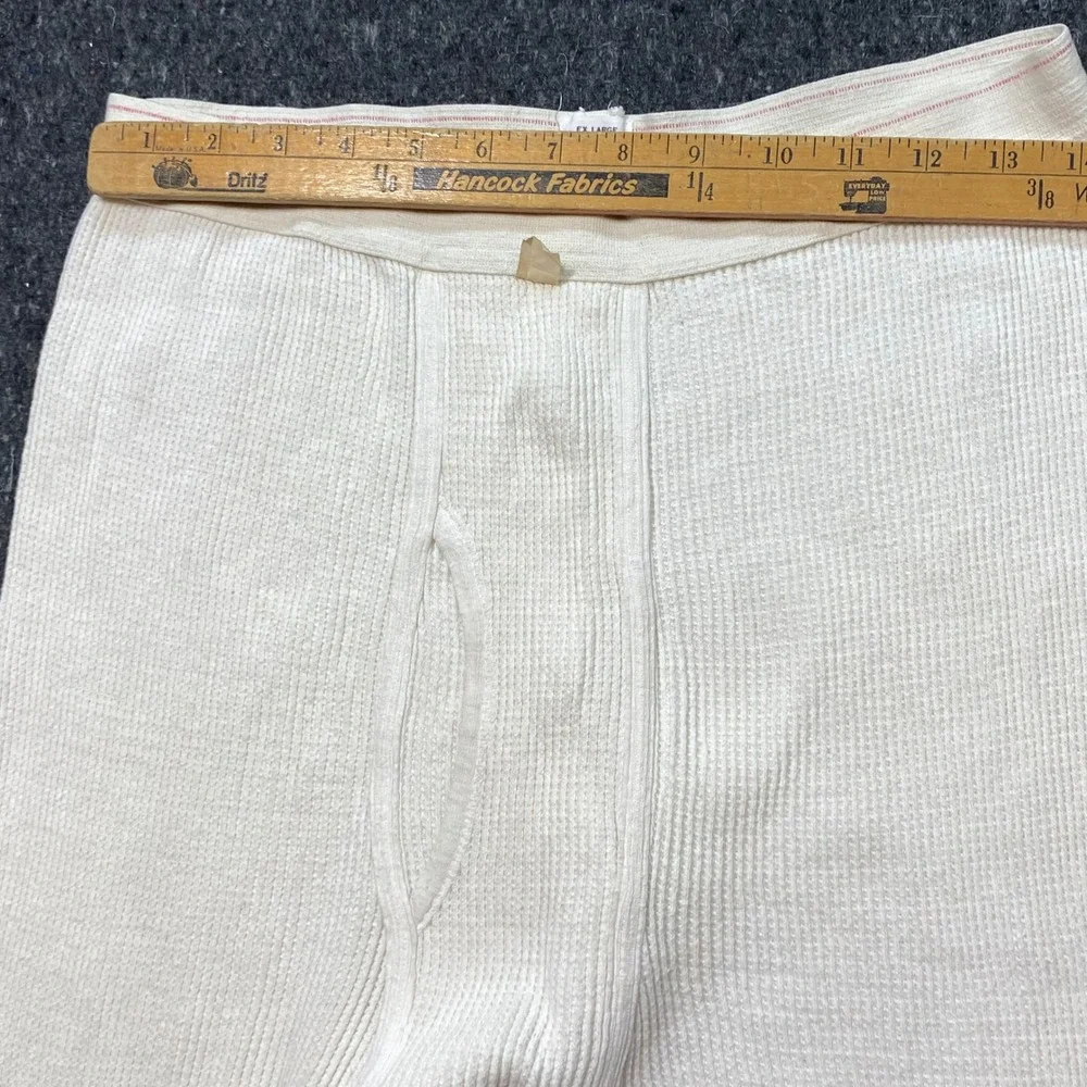 ManCrest Thermal Pants‎ Mens XL White Vintage Waffle Knit Cotton Grunge Retro